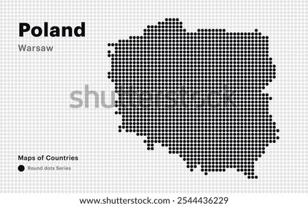 Creative Dotted Map of Poland with capital Warsaw Square dots	