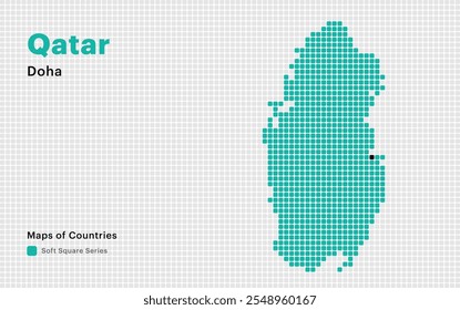 Creative Dotted Map of Qatar with capital Doha. Soft Square dots