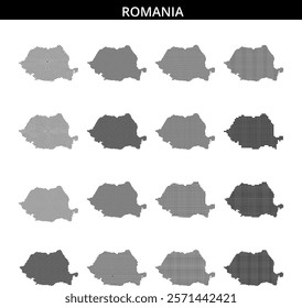 Creative dotted map representation of Romania highlighting its geography and shape