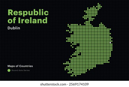 Creative Dotted Map of Respublic
of Ireland with capital Dublin. Round dots