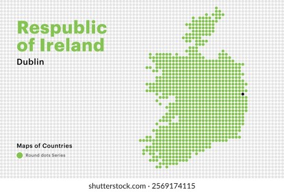 Creative Dotted Map of Respublic
of Ireland with capital Dublin. Round dots