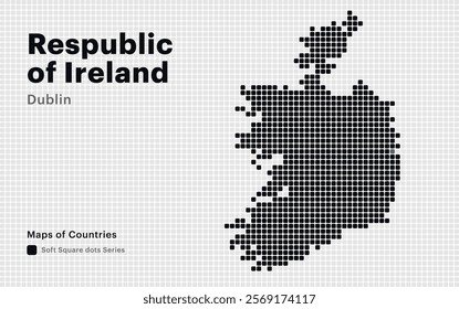 Creative Dotted Map of Respublic
of Ireland with capital Dublin. Soft Square dots