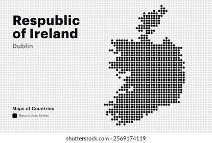 Creative Dotted Map of Respublic
of Ireland with capital Dublin. Round dots