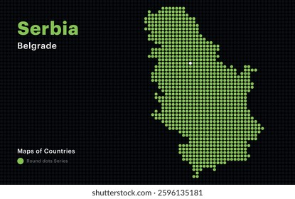 Creative Dotted Map of Serbia with capital Belgrade. Round dots	