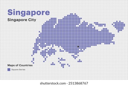 Kreative gepunktete Karte von Singapur mit Hauptstadt Singapore City Square Punkte