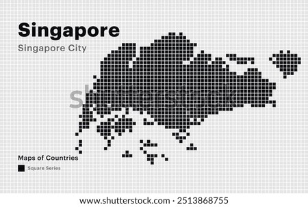 Creative Dotted Map of Singapore with capital Singapore City Square dots