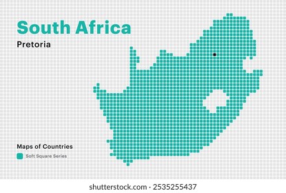 Mapa punteado creativo de Sudáfrica con la capital Pretoria
No. Puntos cuadrados suaves	