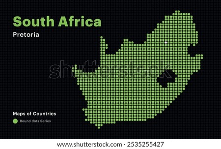 Creative Dotted Map of South Africa with capital Pretoria. Round dots	
