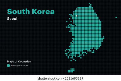 Creative Dotted Map of South Korea with capital Seoul. Soft Square dots