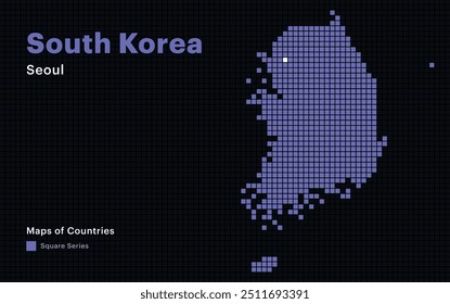 Creative Dotted Map of South Korea with capital Seoul. Square dots