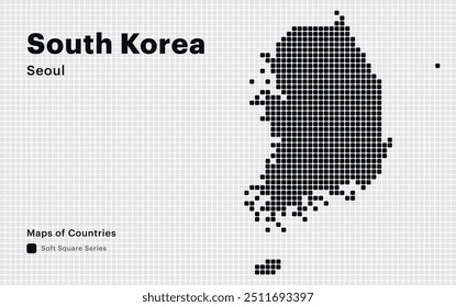 Creative Dotted Map of South Korea with capital Seoul. Soft Square dots