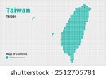 Creative Dotted Map of Taiwan with capital Taipei. Soft Square dots