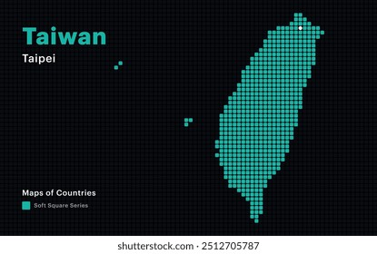 Creative Dotted Map of Taiwan with capital Taipei. Soft Square dots