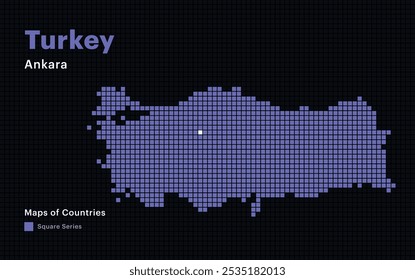 Kreative gepunktete Karte der Türkei mit Hauptstadt Ankara. Quadratische Punkte	