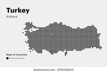Kreative gepunktete Karte der Türkei mit Hauptstadt Ankara. Runde Punkte	