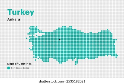 Creative Dotted Map of Turkey with capital Ankara. Soft Square dots	