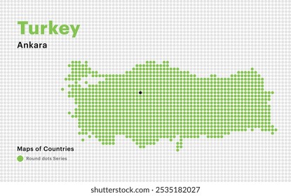 Kreative gepunktete Karte der Türkei mit Hauptstadt Ankara. Runde Punkte	