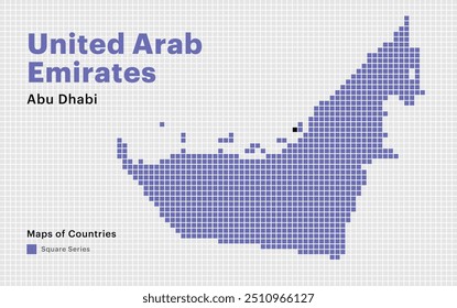 Creative Dotted Map of United Arab Emirates with capital Abu Dhabi. Square dots