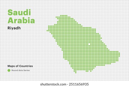 Mapa punteado creativo de Emiratos Árabes Unidos con capital Abu Dhabi. Puntos redondos