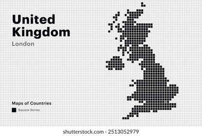 Mapa punteado creativo de United
Reino con puntos de London Square mayúscula