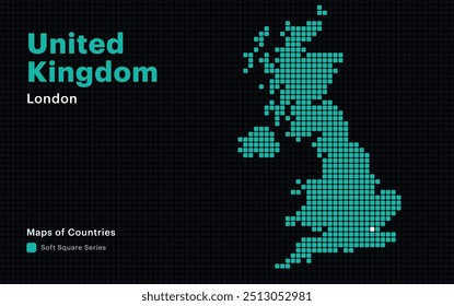 Creative Dotted Map of United
Kingdom  with capital London. Soft Square dots