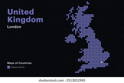 Creative Dotted Map of United
Kingdom with capital London Square dots