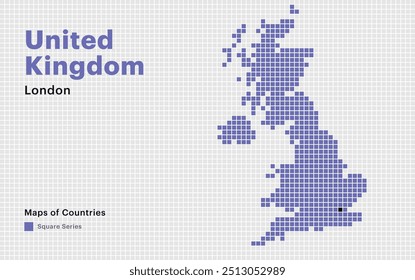 Mapa punteado creativo de United
Reino con puntos de London Square mayúscula