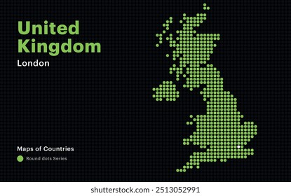 Creative Dotted Map of United
Kingdom with capital London. Round dots