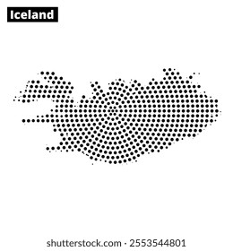 A creative dotted representation of Iceland highlights its geographic features and outlines, making it visually appealing.