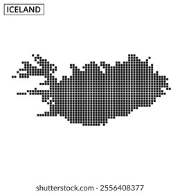 A creative dotted representation of Iceland highlights its geographic features and outlines, making it visually appealing.