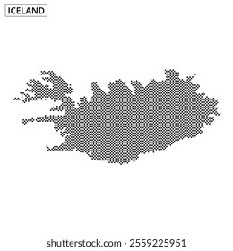 A creative dotted representation of Iceland highlights its geographic features and outlines, making it visually appealing.