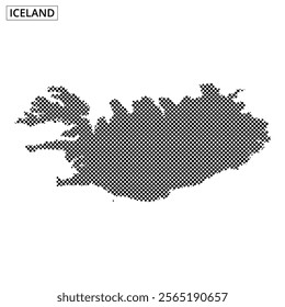 A creative dotted representation of Iceland highlights its geographic features and outlines, making it visually appealing.