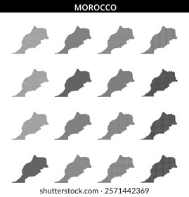 Creative dotted representation of Morocco highlighting geographical outline and features