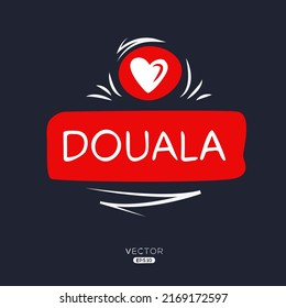 Texto creativo de Douala, puede ser utilizado para pegatinas y etiquetas, camisetas, invitaciones, ilustración vectorial.