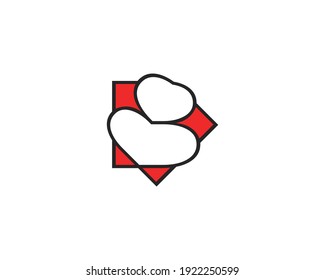 creative double heart logo design vector template
