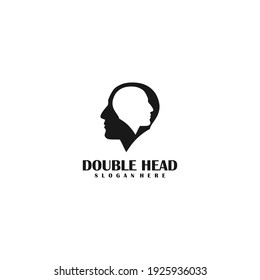 creative double human head logo vector