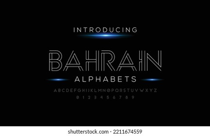 Creative double line stylish font. Alphabet minimal luxury digital technology fonts. Tech logo illustration