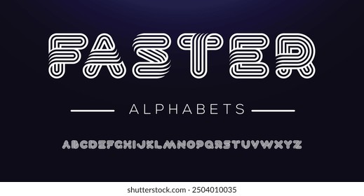 Creative Double lines monogram alphabet and tech fonts. Lines font regular uppercase and lowercase. Vector illustration.