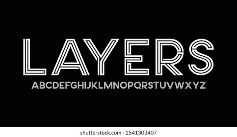 Creative Double lines monogram alphabet and tech fonts. Lines font regular uppercase and lowercase. Vector illustration.
