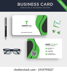Creative  Double-sided Business Card Template. with Flat Design Vector Illustration.