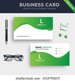 Creative  Double-sided Business Card Template. with Flat Design Vector Illustration.