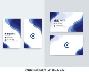 Creative Double-sided Business Card Template, Portrait and Landscape Layouts