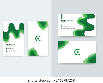 Creative Double-sided Business Card Template, Portrait and Landscape Layouts