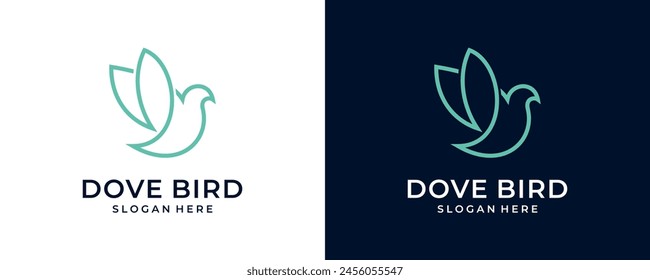 Creative dove line logo design vector