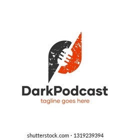 Creative DP Letter Dark Podcast Logo Design Idea