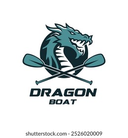 Diseño creativo del logotipo del bote del dragón y Plantilla del Vector 