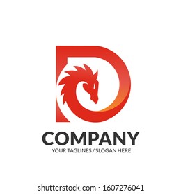 creative dragon with initial letter d logo concept