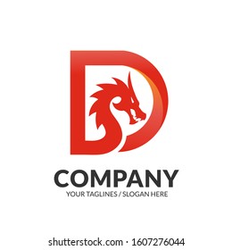 creative dragon with initial letter d logo concept