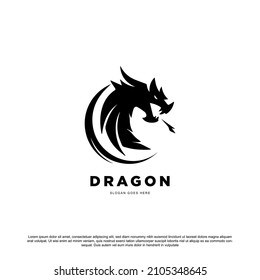 creative dragon logo design. Dragon and flame vector