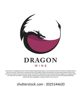 creative  dragon and wine logo design vector illustration